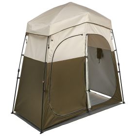 Camping Shower Tent, 2-Room Foldable Portable Privacy Tent Changing Room with Ground Stakes, Ropes, and Carry Bag