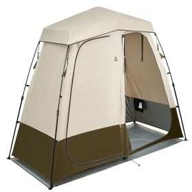 Camping Shower Tent, 2-Room Foldable Privacy Tent Changing Room with Ground Stakes, Ropes, Carry Bag, and Crossbar