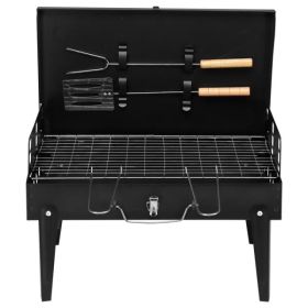 44x27x7cm Portable Square Charcoal Grill Black (Option: As picture)